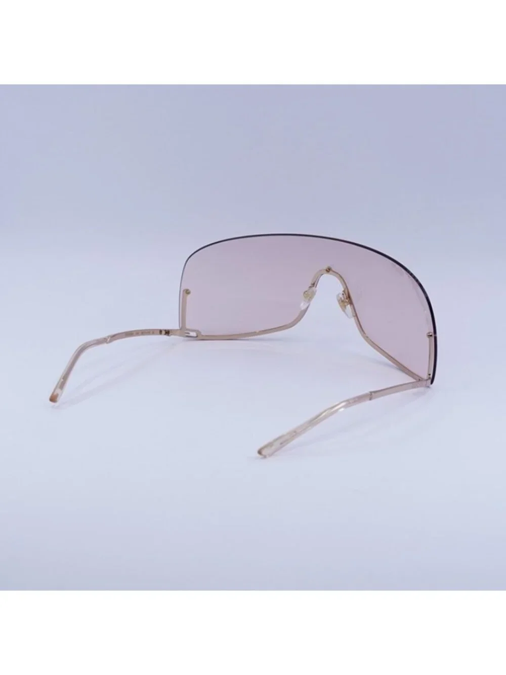 Gucci GG1560S 004 Sunglasses Rose Gold Shield Frame, Pink Lenses
